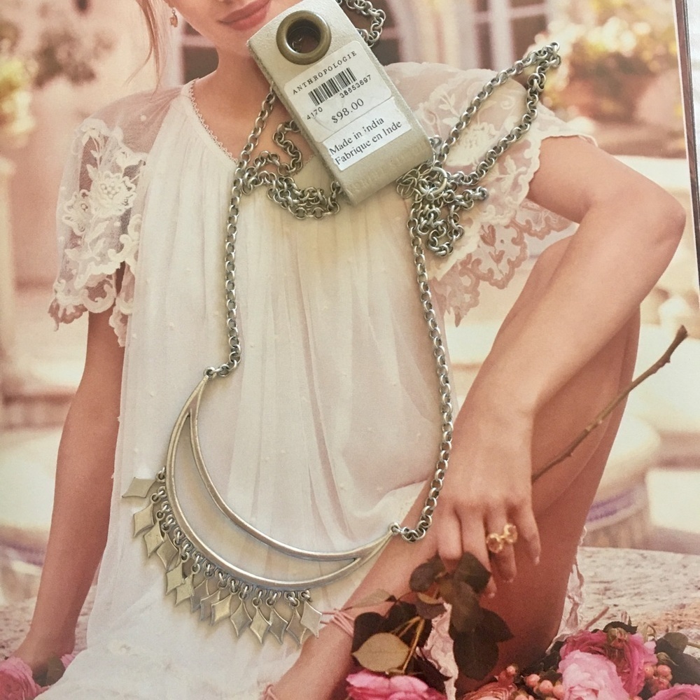 New - Anthropologie silver necklace - Picture 1 of 5
